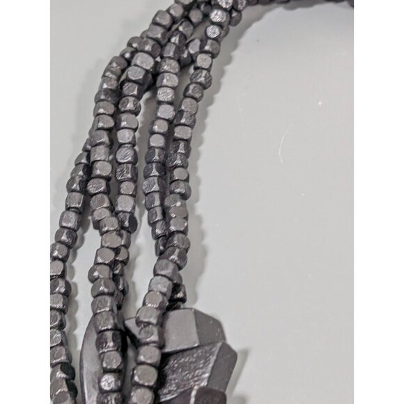 Plunder Jewelry Black Bead Chunky Layered Statement Bib Necklace Boho 28" - Picture 6 of 8